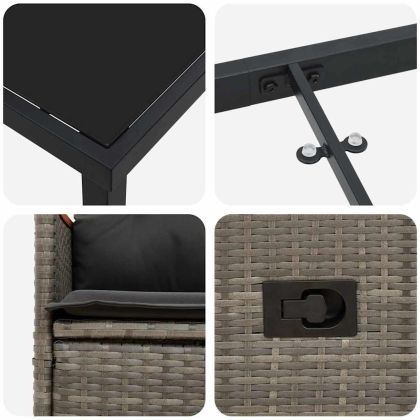 Комплект за хранене в градината 3 pcs Сив полиратан