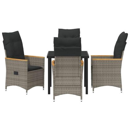 Комплект за хранене в градината 5 pcs Сив полиратан