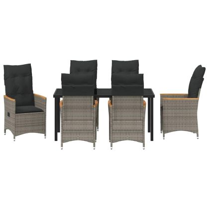 Комплект за хранене в градината 7 pcs Сив полиратан