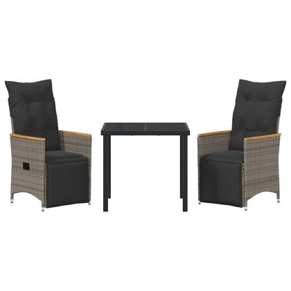 Комплект за хранене в градината 3 pcs Сив полиратан