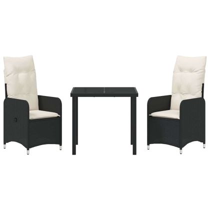 Комплект за хранене в градината 3 pcs Черно Полиратан