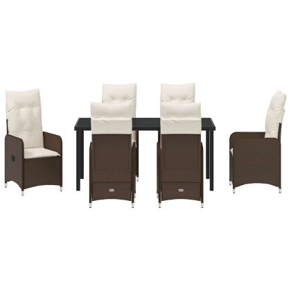 Комплект за хранене в градината 7 pcs Кафяво Полиратан