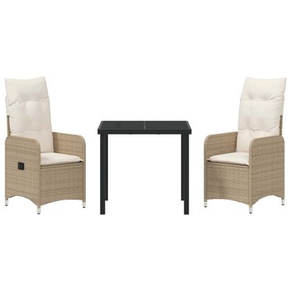 Комплект за хранене в градината 3 pcs Бежово Полиратан