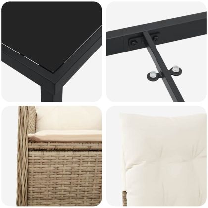 Комплект за хранене в градината 3 pcs Бежово Полиратан