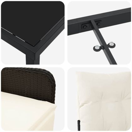 Комплект за хранене в градината 3 pcs Черно Полиратан