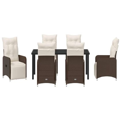 Комплект за хранене в градината 7 pcs Кафяво Полиратан