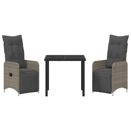 Комплект за хранене в градината 3 pcs Сив Полиратан