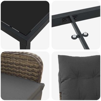 Комплект за хранене в градината 5 pcs Сив Полиратан