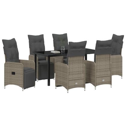 Комплект за хранене в градината 7 pcs Сив Полиратан