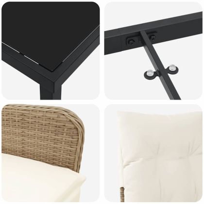 Комплект за хранене в градината 5 pcs Бежово Полиратан