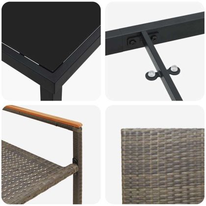 Комплект за хранене в градината 5 pcs Сив полиратан