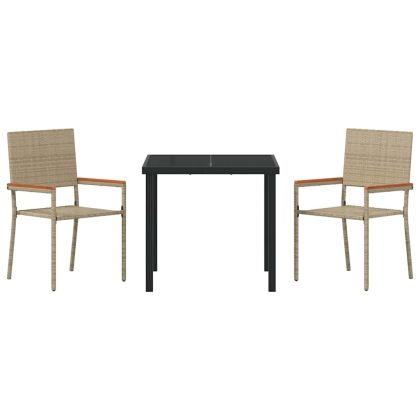 Комплект за хранене в градината 3 pcs Бежово полиратан