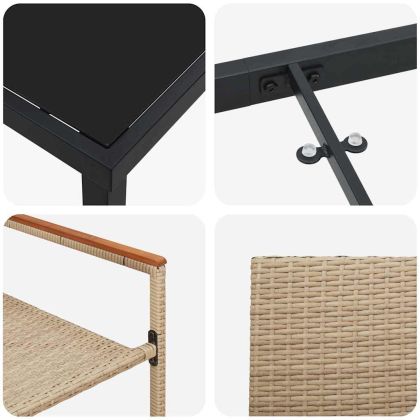 Комплект за хранене в градината 7 pcs Бежово полиратан