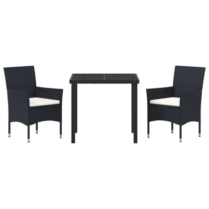 Комплект за хранене в градината 3 pcs Черно полиратан