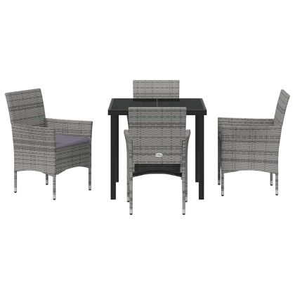 Комплект за хранене в градината 5 pcs Сив полиратан