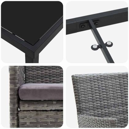 Комплект за хранене в градината 5 pcs Сив полиратан