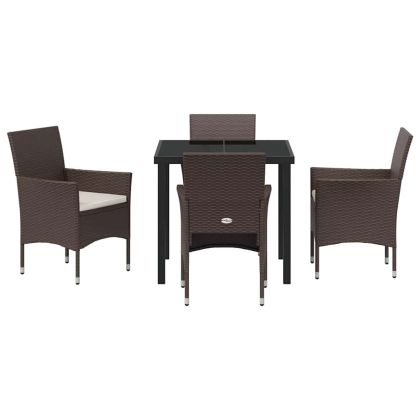 Комплект за хранене в градината 5 pcs Кафяво полиратан