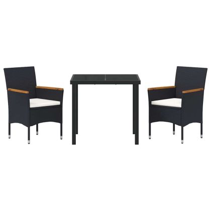 Комплект за хранене в градината 3 pcs Черно полиратан