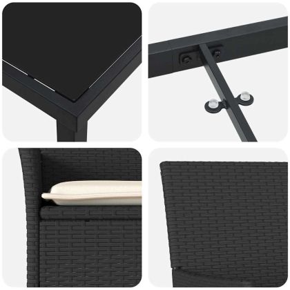 Комплект за хранене в градината 7 pcs Черно полиратан