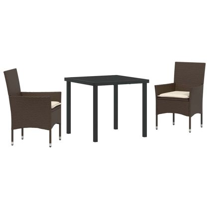 Комплект за хранене в градината 3 pcs Кафяво полиратан