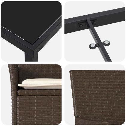 Комплект за хранене в градината 5 pcs Кафяво полиратан