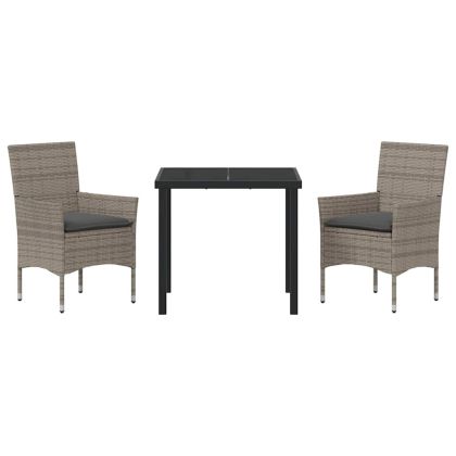 Комплект за хранене в градината 3 pcs Сив полиратан