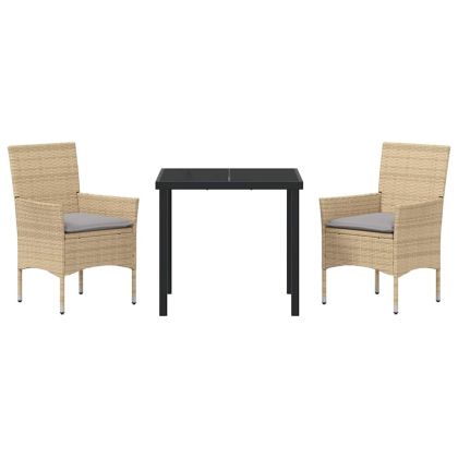 Комплект за хранене в градината 3 pcs Бежово полиратан