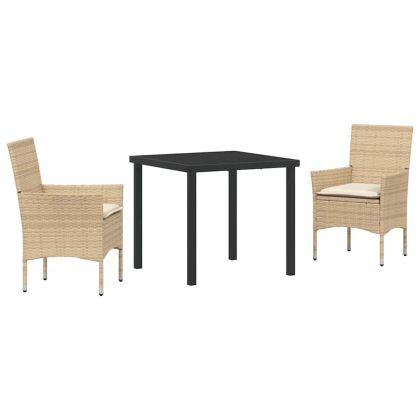 Комплект за хранене в градината 3 pcs Бежово полиратан