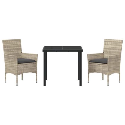 Комплект за хранене в градината 3 pcs Светлосиво полиратан