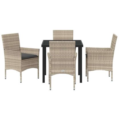 Комплект за хранене в градината 5 pcs Светлосиво полиратан