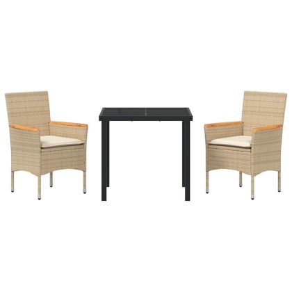 Комплект за хранене в градината 3 pcs Бежово полиратан