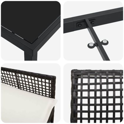 Комплект за хранене в градината 7 pcs Черно Полиратан