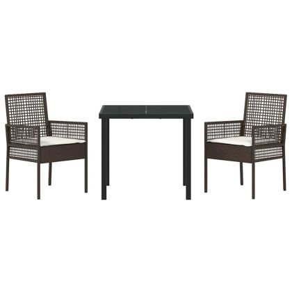 Комплект за хранене в градината 3 pcs Кафяво полиратан