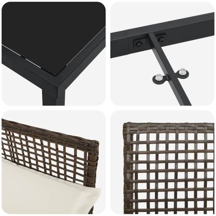 Комплект за хранене в градината 3 pcs Кафяво полиратан