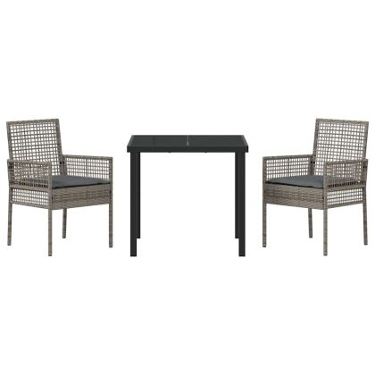 Комплект за хранене в градината 3 pcs Сив полиратан