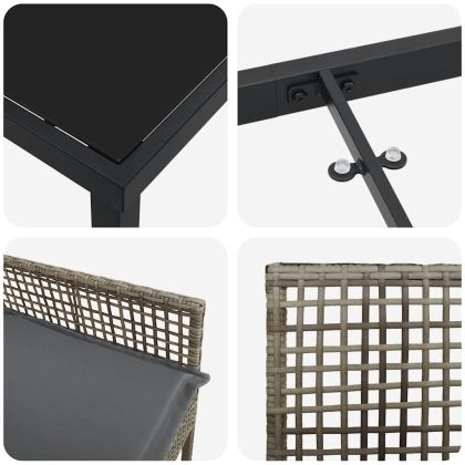 Комплект за хранене в градината 5 pcs Сив полиратан