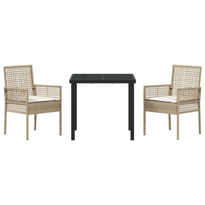 Комплект за хранене в градината 3 pcs Бежово полиратан