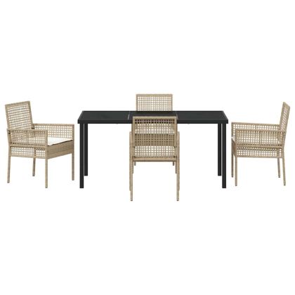 Комплект за хранене в градината 5 pcs Бежово Полиратан