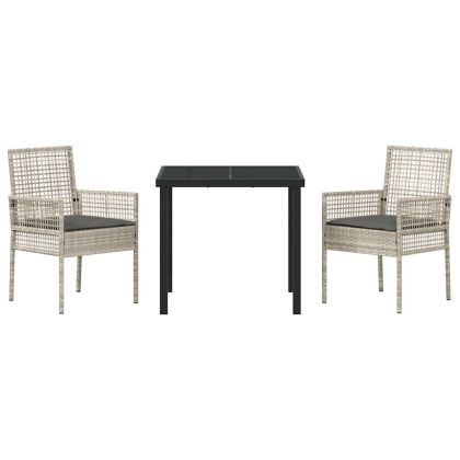 Комплект за хранене в градината 3 pcs Светлосиво полиратан