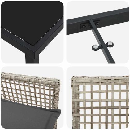 Комплект за хранене в градината 3 pcs Светлосиво полиратан