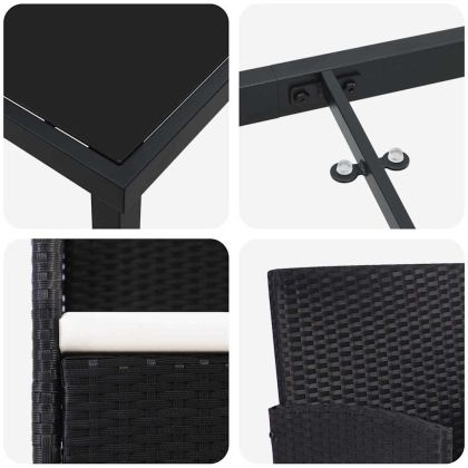 Комплект за хранене в градината 5 pcs Черно Полиратан