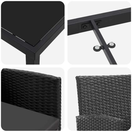 Комплект за хранене в градината 5 pcs Черно полиратан