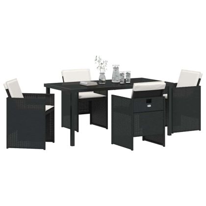 Комплект за хранене в градината 5 pcs Черно Полиратан