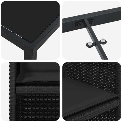 Комплект за хранене в градината 5 pcs Черно Полиратан