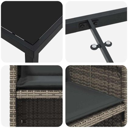 Комплект за хранене в градината 5 pcs Сив Полиратан