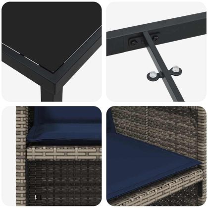 Комплект за хранене в градината 5 pcs Сив полиратан