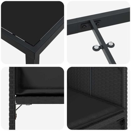 Комплект за хранене в градината 5 pcs Черно полиратан