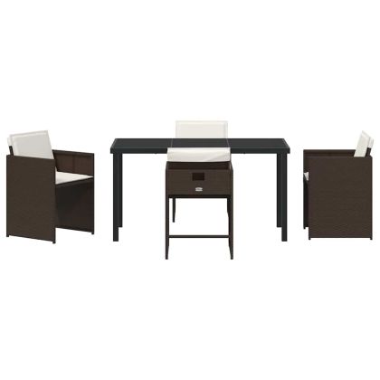 Комплект за хранене в градината 5 pcs Кафяво полиратан