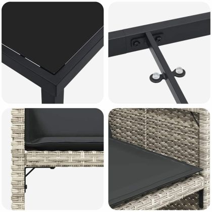 Комплект за хранене в градината 5 pcs Светлосиво полиратан