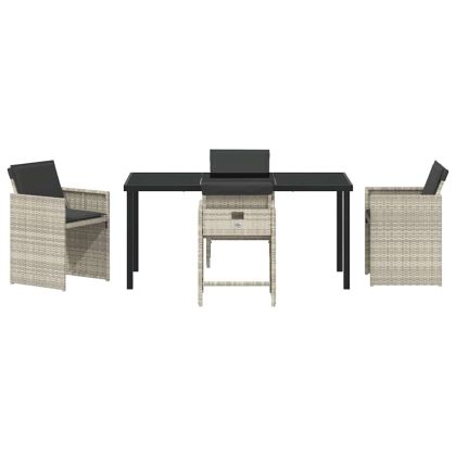 Комплект за хранене в градината 5 pcs Светлосиво полиратан